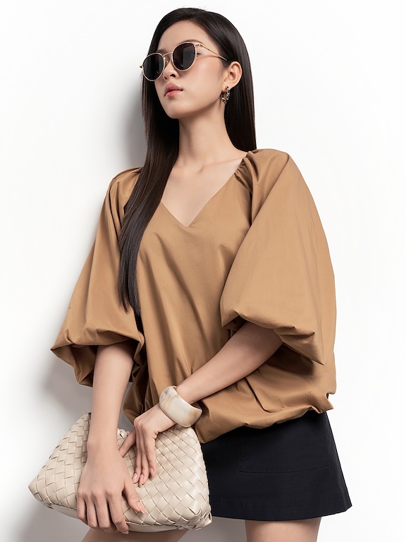 Áo cổ tim chun tay + gấu